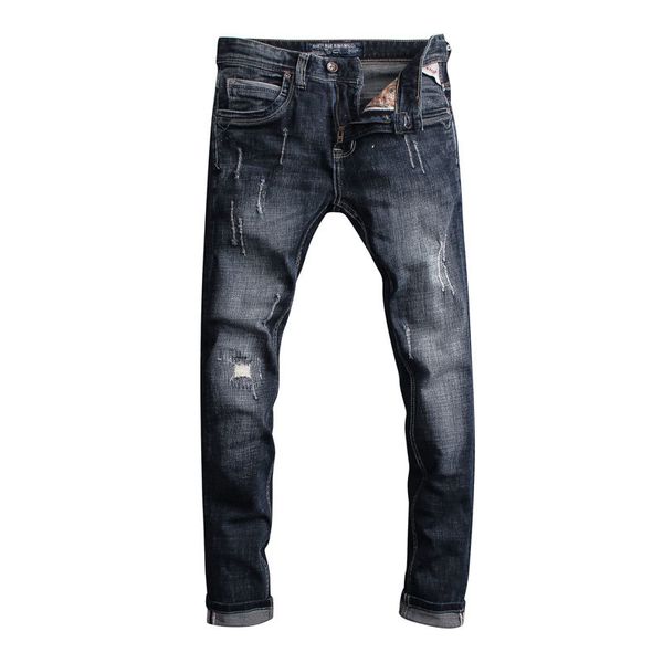 2021 new estilo do vintage moda masculina ретро прета azul magro ajuste rasgado de qualidade clssico designer jeans 8dlc, Blue
2021 new estilo do vintage moda masculina ретро прета azul magro ajuste rasgado de qualidade clssico designer jeans 8dlc, Blue