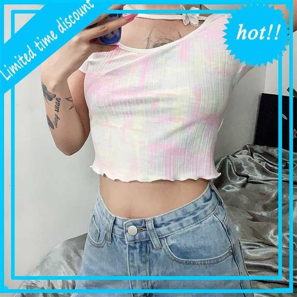women's clothing 2021 summer new round collar wood ear edge fashion printing navel t-shirt for women, White
women's clothing 2021 summer new round collar wood ear edge fashion printing navel t-shirt for women, White