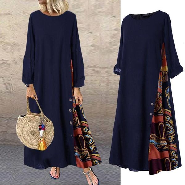 2021 women long maxi dress vintage patchwork printed cotton vestidos casual loose long sundress robe femme plus size 7, Black;gray
2021 women long maxi dress vintage patchwork printed cotton vestidos casual loose long sundress robe femme plus size 7, Black;gray