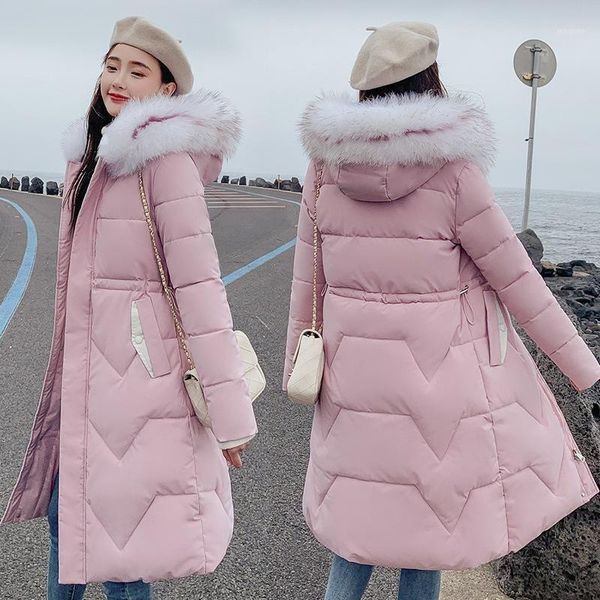 women's winter coat new cotton coat korean temperament long cotton jacket slim hooded fur collar thick warm1, Black
women's winter coat new cotton coat korean temperament long cotton jacket slim hooded fur collar thick warm1, Black