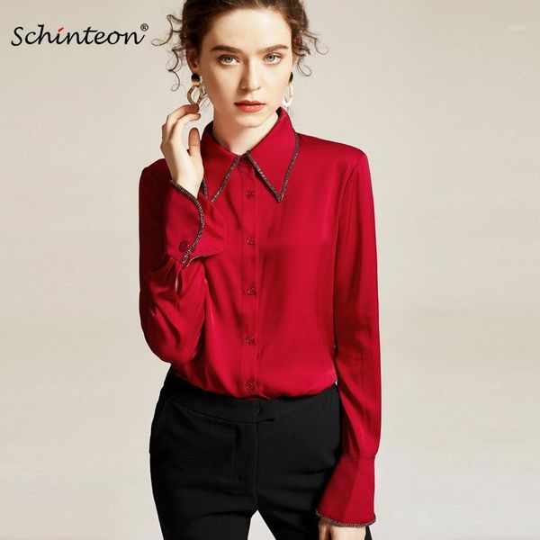2020 schinteon spring women real silk blouse diamond patchwork long sleeve turn-down collar office lady solid shirt1, White
2020 schinteon spring women real silk blouse diamond patchwork long sleeve turn-down collar office lady solid shirt1, White