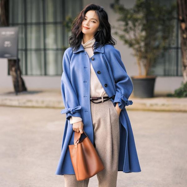 women's wool & blends women double-sided cashmere overcoats winter woolen jackets high-end long handmade pink water ripple outwear eleg, Black
women's wool & blends women double-sided cashmere overcoats winter woolen jackets high-end long handmade pink water ripple outwear eleg, Black