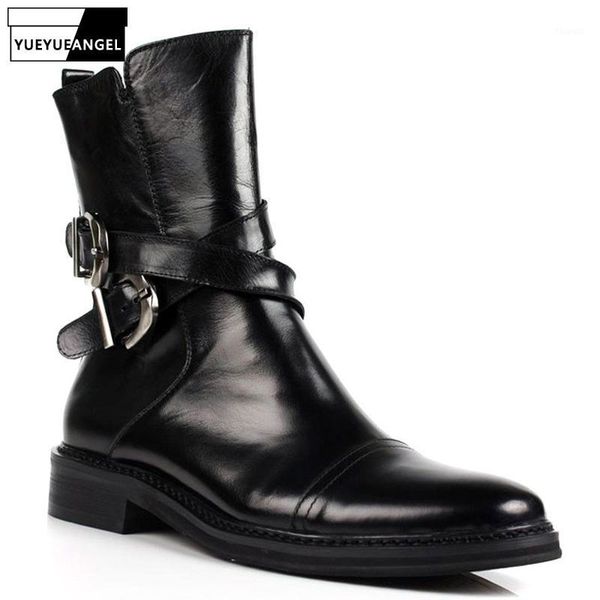 men high business genuine leather shoes england style buckle side zip pointed toe boots quality dress boots 38-441, Black
men high business genuine leather shoes england style buckle side zip pointed toe boots quality dress boots 38-441, Black