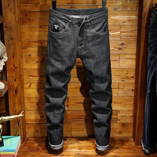 2021 new thin brem elastic men's printed hip pants streetwear gray 033g, Blue