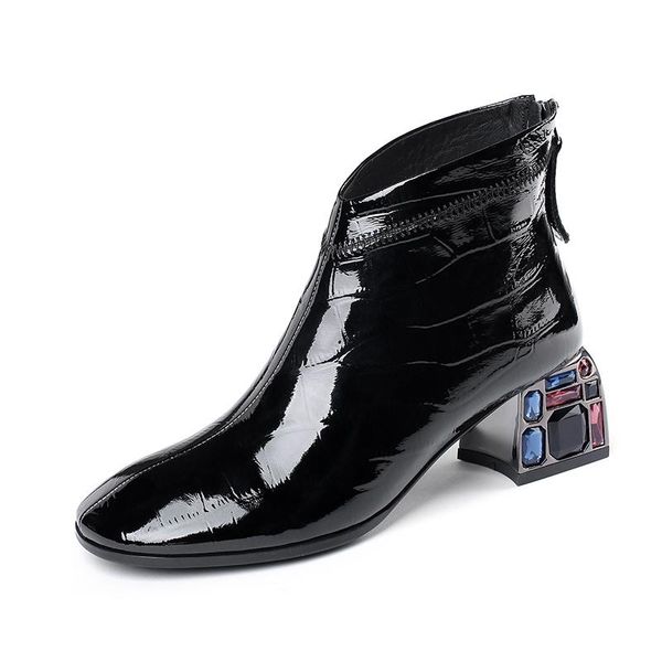 2020 new women's boots autumn winter genuine leather boots woman basic high ankle booties pump med heels shoes, Black
2020 new women's boots autumn winter genuine leather boots woman basic high ankle booties pump med heels shoes, Black