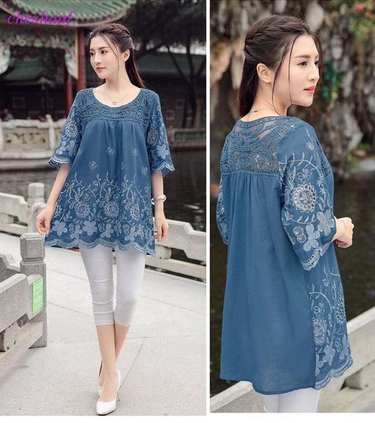 2021 new summer style bohemian embroidery cotton women blouses summer blusa feminina women shirts camisa feminina plus size, White
2021 new summer style bohemian embroidery cotton women blouses summer blusa feminina women shirts camisa feminina plus size, White