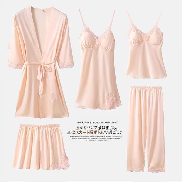 lady champagne 5pcs kimono robe gown sets silk sleep suit bathrobe strap nightgown sleepwear spring summer home wear1, Black;red
lady champagne 5pcs kimono robe gown sets silk sleep suit bathrobe strap nightgown sleepwear spring summer home wear1, Black;red