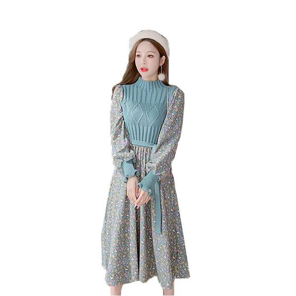 casual dresses autumn winter women's half high collar knitted sweater splicing corduroy floral dress ladies fashion base vestidos, Black;gray
casual dresses autumn winter women's half high collar knitted sweater splicing corduroy floral dress ladies fashion base vestidos, Black;gray