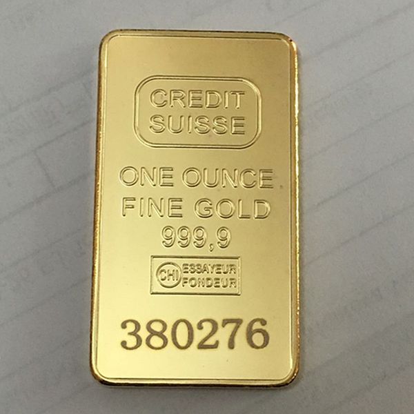 10 pcs non magnetic credit suisse ingot 1oz gold plated bullion bar swiss souvenir coin gift 50 x 28 mm with different serial laser number
10 pcs non magnetic credit suisse ingot 1oz gold plated bullion bar swiss souvenir coin gift 50 x 28 mm with different serial laser number