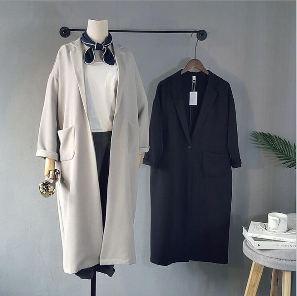 women's trench coats women chiffon black gray spring coat casual loose bat sleeved open stitch femme, Tan;black
women's trench coats women chiffon black gray spring coat casual loose bat sleeved open stitch femme, Tan;black