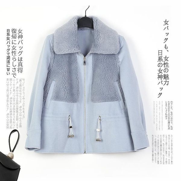 women's wool & blends fund of 2021 autumn winters is female bump color cloth coat collars splicing cashmere undertakes, Black
women's wool & blends fund of 2021 autumn winters is female bump color cloth coat collars splicing cashmere undertakes, Black