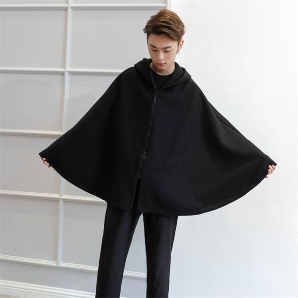 men's coat new autumn/winter fashion men's woolen coat bat hoodie woollen suit cape cape1, Black
men's coat new autumn/winter fashion men's woolen coat bat hoodie woollen suit cape cape1, Black