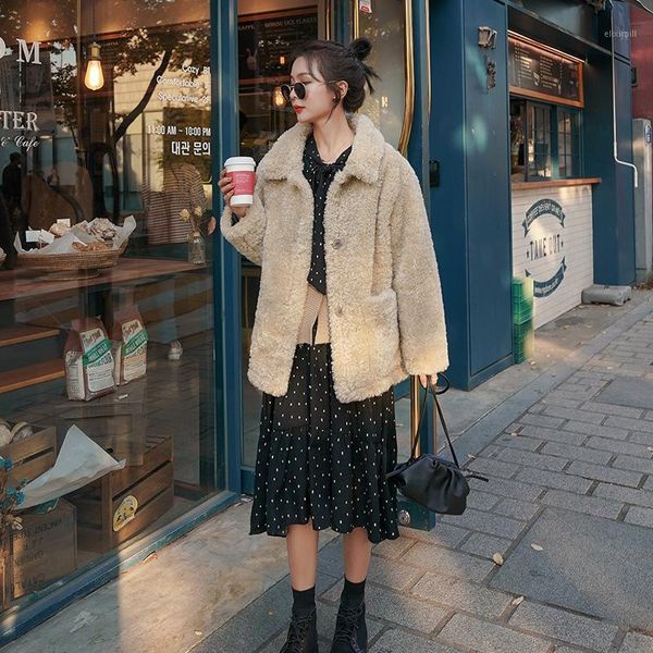 2020 winter jacket women loose short paragraph solid color fur all-in-one women's coat single-breasted lapel wool coats1, Black
2020 winter jacket women loose short paragraph solid color fur all-in-one women's coat single-breasted lapel wool coats1, Black