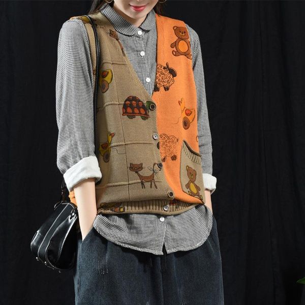 2021 autumn new retro art cartoon print knitted vest sleeveless pullover sweater cardigan 60116 lpp drop shipping, White;black
2021 autumn new retro art cartoon print knitted vest sleeveless pullover sweater cardigan 60116 lpp drop shipping, White;black