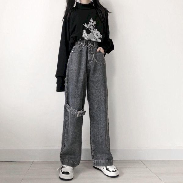 women's jeans 2021 autumn and winte korean style loose baggy women female high waist student straight wide leg trousers black pants, Blue
women's jeans 2021 autumn and winte korean style loose baggy women female high waist student straight wide leg trousers black pants, Blue
