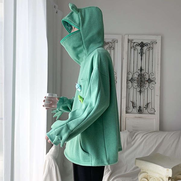 green frog pullover sweater chic hooded men's design hong kong style winter couple's autumn coat, Black
green frog pullover sweater chic hooded men's design hong kong style winter couple's autumn coat, Black