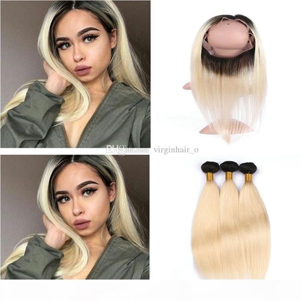 360 lace band frontal with bundles 1b 613 blonde dark roots ombre peruvian straight virgin human hair weave with full frontal lace closure, Black;brown
360 lace band frontal with bundles 1b 613 blonde dark roots ombre peruvian straight virgin human hair weave with full frontal lace closure, Black;brown