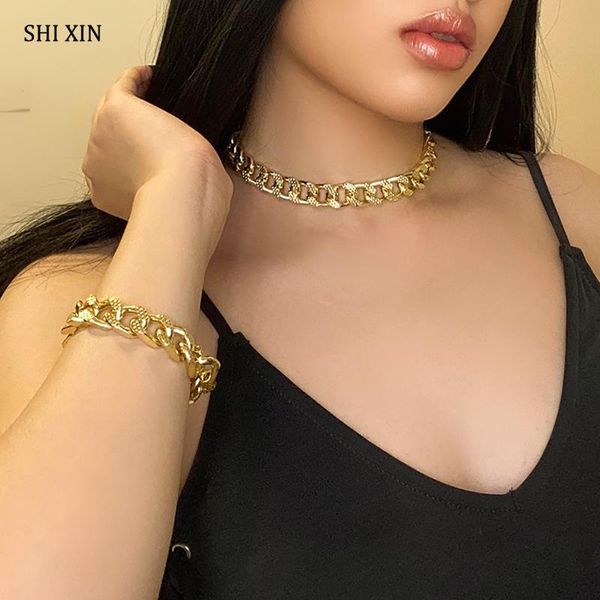 shixin hip hop thick link chains necklace on the neck punk simple chunky choker necklaces collar for women egirl jewelry collier, Silver
shixin hip hop thick link chains necklace on the neck punk simple chunky choker necklaces collar for women egirl jewelry collier, Silver