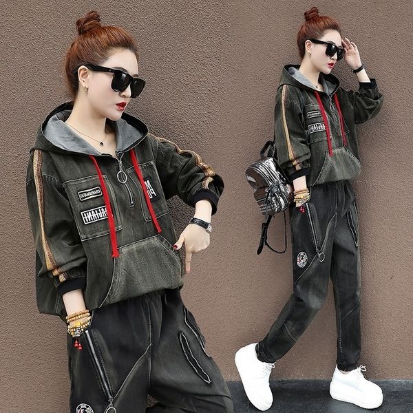 trendy two piece set korean punk pants women vintage denim tracksuits hooded outfits korean harakuju streetwear street 2 pc t200702, White
trendy two piece set korean punk pants women vintage denim tracksuits hooded outfits korean harakuju streetwear street 2 pc t200702, White
