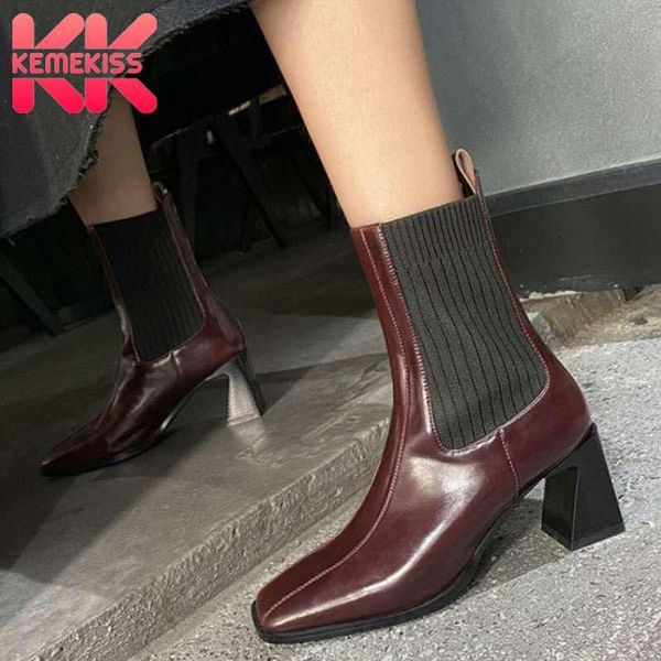 kemekiss women short boots genuine leather fashion high heel winter shoes woman square toe office lady footwear size 33-40, Black
kemekiss women short boots genuine leather fashion high heel winter shoes woman square toe office lady footwear size 33-40, Black