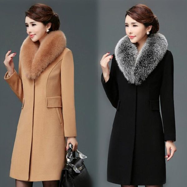 women wool blends coat winter autumn 2020 fashionslim mother fur collar woolen jacket long outerwear female size m 3xl, Black
women wool blends coat winter autumn 2020 fashionslim mother fur collar woolen jacket long outerwear female size m 3xl, Black