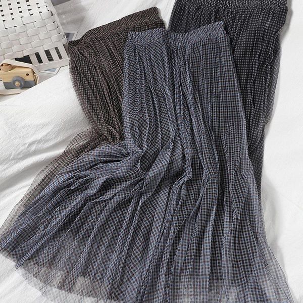 versatile slim mesh skirt winter fashion contrast plaid knee length skirt age reducing korean high waist pleated, Black
versatile slim mesh skirt winter fashion contrast plaid knee length skirt age reducing korean high waist pleated, Black