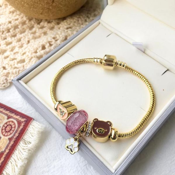 fine soft snake bone bracelet pink glazed opal cute bear beads charm bracelet for women1, Golden;silver
fine soft snake bone bracelet pink glazed opal cute bear beads charm bracelet for women1, Golden;silver