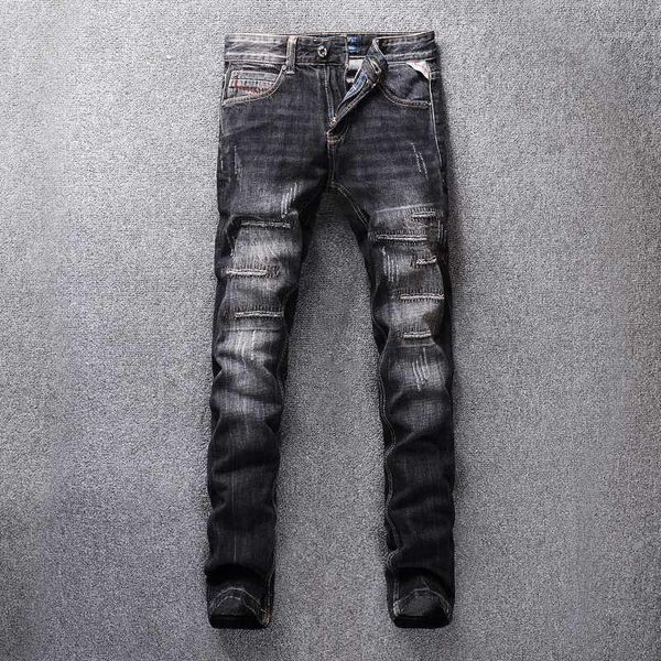 italian style fashion men jeans black gray slim fit ripped jeans men patchwork designer punk pants streetwear hip hop1, Blue
italian style fashion men jeans black gray slim fit ripped jeans men patchwork designer punk pants streetwear hip hop1, Blue