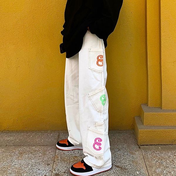 men's and women's retro with letters, oversized hip-hop jeans, informal, harajuku, street cloth, Blue
men's and women's retro with letters, oversized hip-hop jeans, informal, harajuku, street cloth, Blue