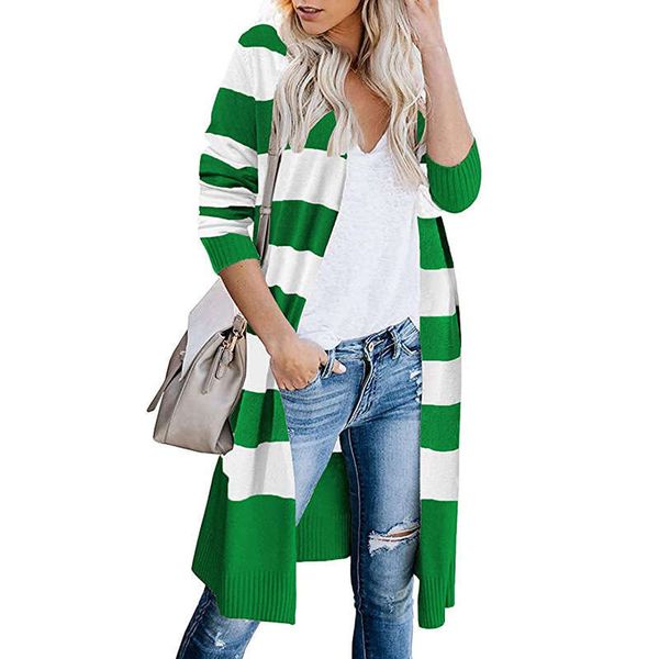 vipnew autumn 2021 knitwear contrast stripe long cardigan women's sweater, White;black
vipnew autumn 2021 knitwear contrast stripe long cardigan women's sweater, White;black