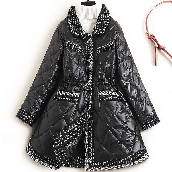 2020 winter high end fashion design feeling lapel woollen tweed stitching black short 90% white duck down coat women jacket
2020 winter high end fashion design feeling lapel woollen tweed stitching black short 90% white duck down coat women jacket