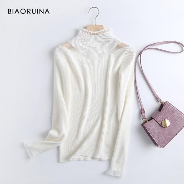 women's sweaters biaoruina lace hollow out rhinestone turtleneck slim stretch knitted fashion pullover ladies elegant sweater, White;black
women's sweaters biaoruina lace hollow out rhinestone turtleneck slim stretch knitted fashion pullover ladies elegant sweater, White;black