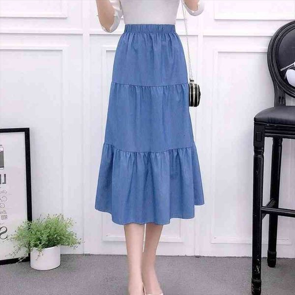 summer women blue skirt preppy style patchwork shirring thin jeans skirts denim a-line elastic high waist long saias, Black
summer women blue skirt preppy style patchwork shirring thin jeans skirts denim a-line elastic high waist long saias, Black