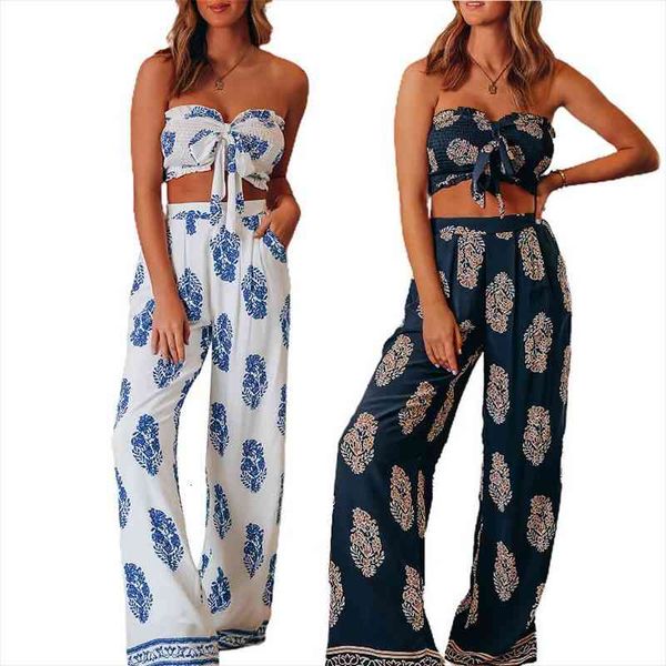 women two piece sets summer bohemian print crop and loose wide leg pants tracksuit 2pcs pant sets female, White
women two piece sets summer bohemian print crop and loose wide leg pants tracksuit 2pcs pant sets female, White