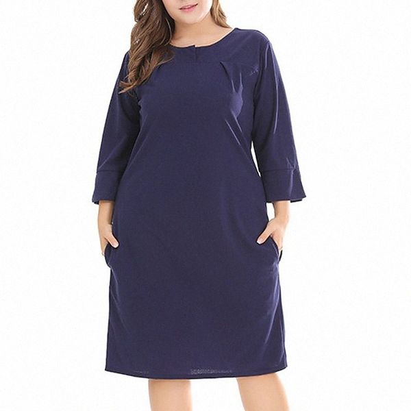 women's plus size a line dress solid color round neck 3/4 length sleeve spring summer work basic casual knee length dress causal daily, Black
women's plus size a line dress solid color round neck 3/4 length sleeve spring summer work basic casual knee length dress causal daily, Black