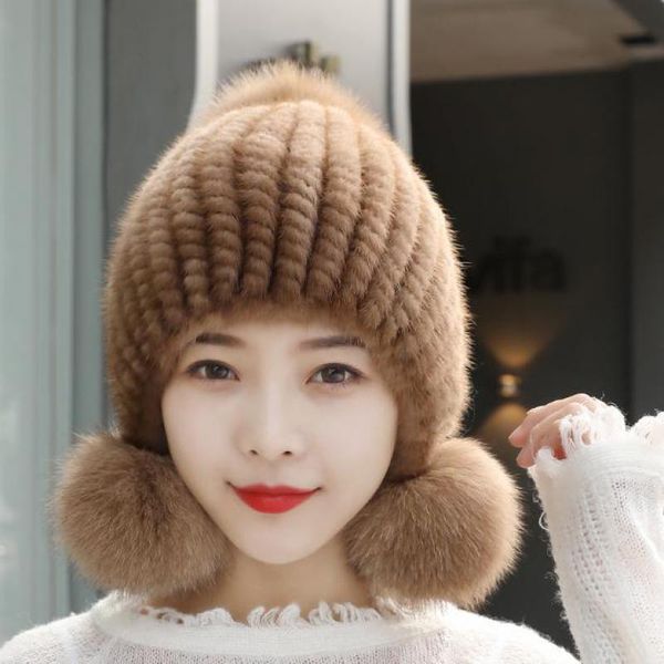new skin female 2020 fashion mink fabric ladies fox fur ball protection from thick ear winter hat, Blue;gray
new skin female 2020 fashion mink fabric ladies fox fur ball protection from thick ear winter hat, Blue;gray