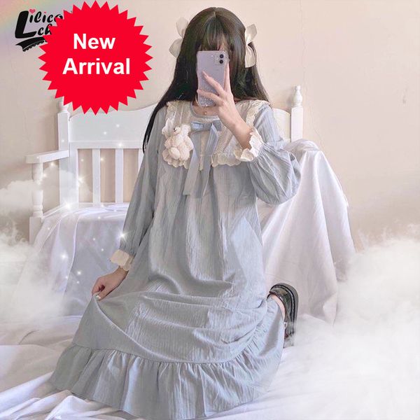 new sweet and beautiful princess sleepwear cotton long sleeve thin section lace two colors women's clothes at home in autumn, Black;white
new sweet and beautiful princess sleepwear cotton long sleeve thin section lace two colors women's clothes at home in autumn, Black;white