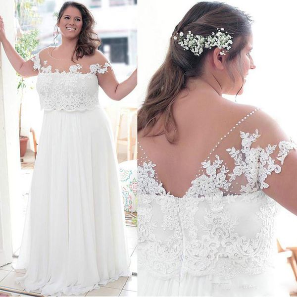2021 elegant plus size wedding dresses with lace appliques a line bridal dresses jewel neckline custom made backless wedding gowns, White
2021 elegant plus size wedding dresses with lace appliques a line bridal dresses jewel neckline custom made backless wedding gowns, White