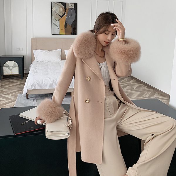 popular winter long coats double-breasted wool coat with genuine fox fur collar and fists christmas season kwsd, Black
popular winter long coats double-breasted wool coat with genuine fox fur collar and fists christmas season kwsd, Black