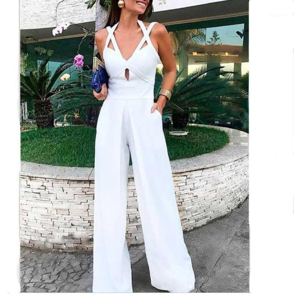 new european and american women's jumpsuit v-neck sleeveless halter jumpsuits2020341, Black;white
new european and american women's jumpsuit v-neck sleeveless halter jumpsuits2020341, Black;white