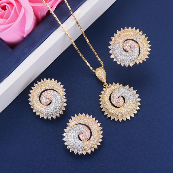 luxury geometric shape spiral cz inlaid wedding necklace earrings resizable ring jewelry sets for women engagement, Silver
luxury geometric shape spiral cz inlaid wedding necklace earrings resizable ring jewelry sets for women engagement, Silver
