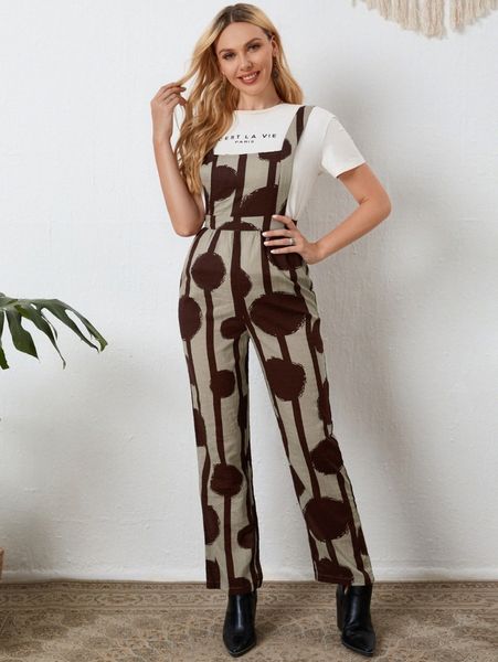 emery rose striped and polka dot print overall jumpsuit without tee e1cq#, White