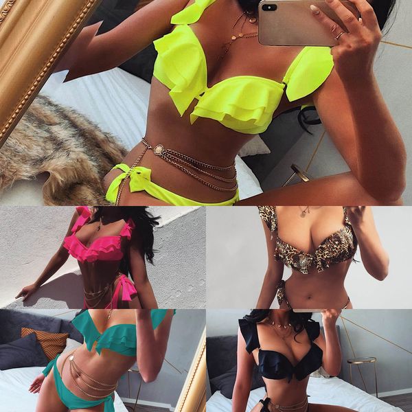 ruffled bikini 2020 women swimsuit solid high cut swimwear push up straps beachwear biquinis bathing suit summer swim female y1120, White;black
ruffled bikini 2020 women swimsuit solid high cut swimwear push up straps beachwear biquinis bathing suit summer swim female y1120, White;black