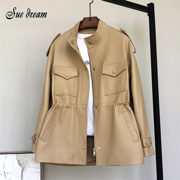 autumn women's casual long-sleeved pu leather stand-up collar pocket zipper jacket tooling waist khaki jacket plus size 201112, Black;brown
autumn women's casual long-sleeved pu leather stand-up collar pocket zipper jacket tooling waist khaki jacket plus size 201112, Black;brown
