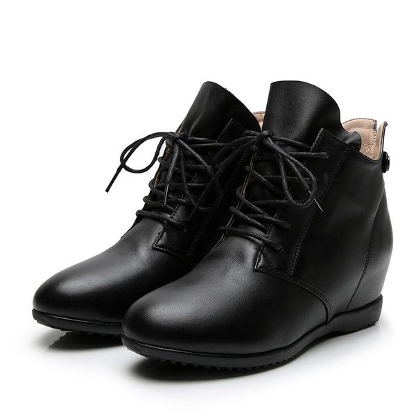 boots lace-up autumn casual sneakers ankle increased soft bottom large size genuine leather shoes winter warm female, Black
boots lace-up autumn casual sneakers ankle increased soft bottom large size genuine leather shoes winter warm female, Black