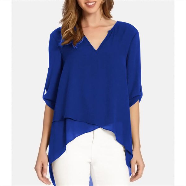 zsiibo womens solid color v neck irregular chiffon shirt 2019 stitching large size 5xl loose seven point sleeve pullover top, White
zsiibo womens solid color v neck irregular chiffon shirt 2019 stitching large size 5xl loose seven point sleeve pullover top, White