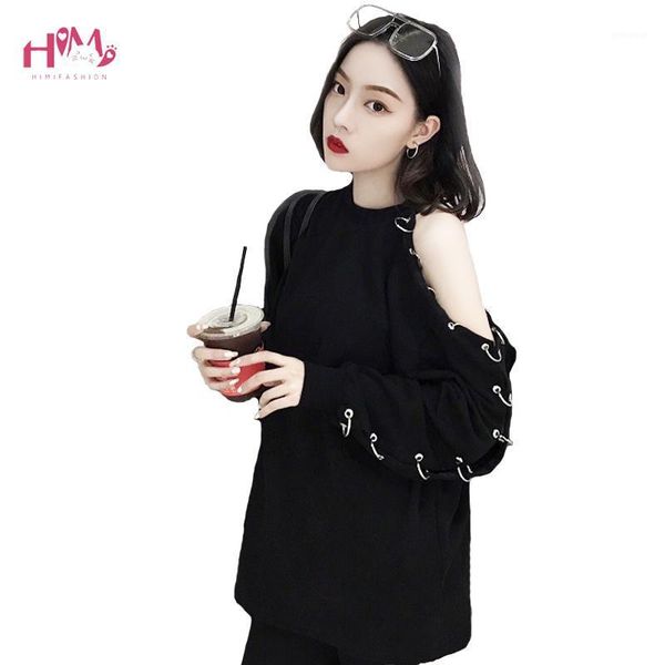 korean harajuku women long sleeve t shirt 2020 spring bf chic style black off shoulder with hole ring casual t-shirt1, White
korean harajuku women long sleeve t shirt 2020 spring bf chic style black off shoulder with hole ring casual t-shirt1, White