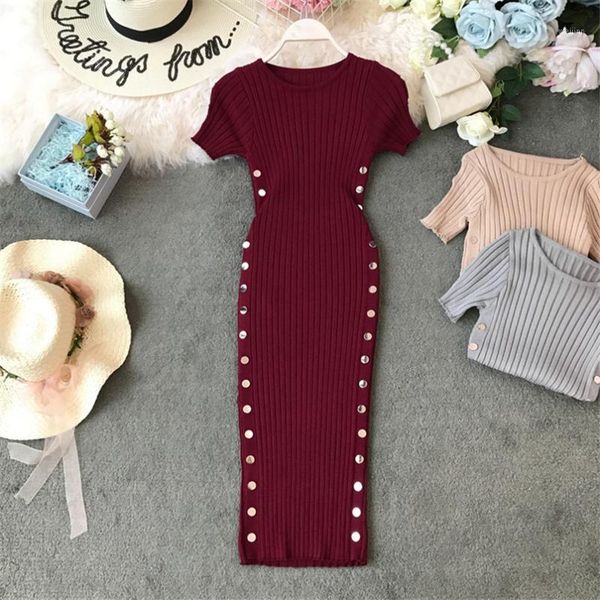 ladies slim buttons bodycon midi office knit dress women vintage trendy party pencil elegant sheath knee length vestidos1, Black;gray
ladies slim buttons bodycon midi office knit dress women vintage trendy party pencil elegant sheath knee length vestidos1, Black;gray