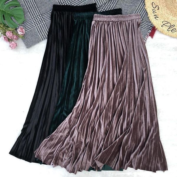 2020 autumn & winter new arrival european and american skirt gold velvet pleated skirt solid color skirt ing, Black
2020 autumn & winter new arrival european and american skirt gold velvet pleated skirt solid color skirt ing, Black