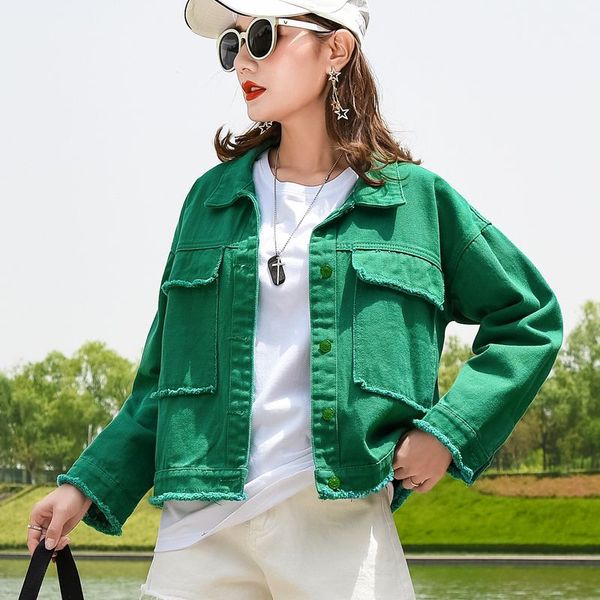 short solid denim jacket for sweet rebarbas women's loose color cropped jean woman's coat.....spring casual korean style outwear, Tan;black
short solid denim jacket for sweet rebarbas women's loose color cropped jean woman's coat.....spring casual korean style outwear, Tan;black